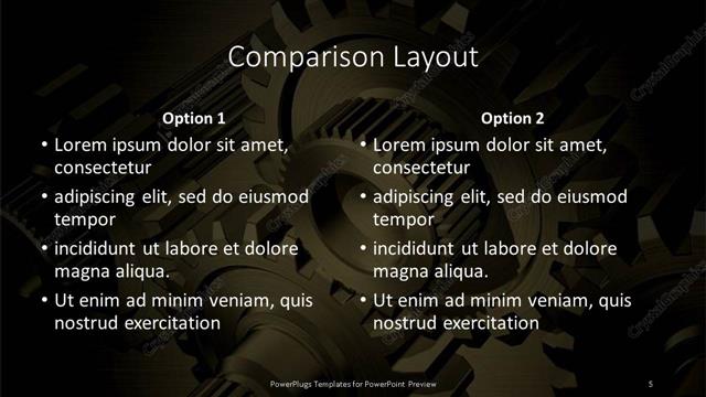 Comparison presentation slide layout