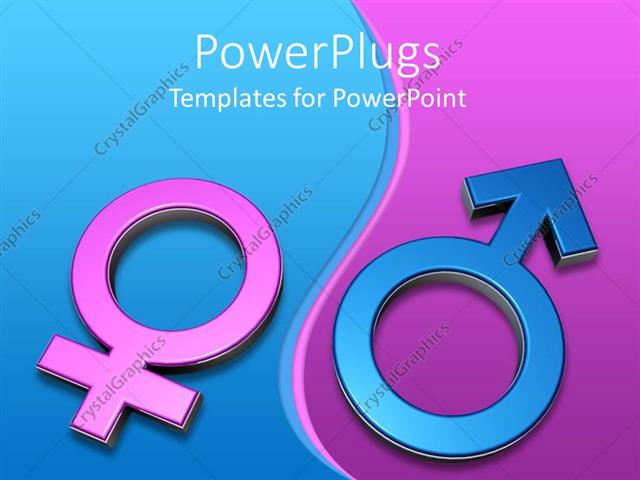 Powerpoint Template 3d Gender Symbols Pink Female Symbol On Blue Background And Blue Male Symbol On Pink Background 19347