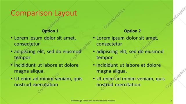 Comparison presentation slide layout