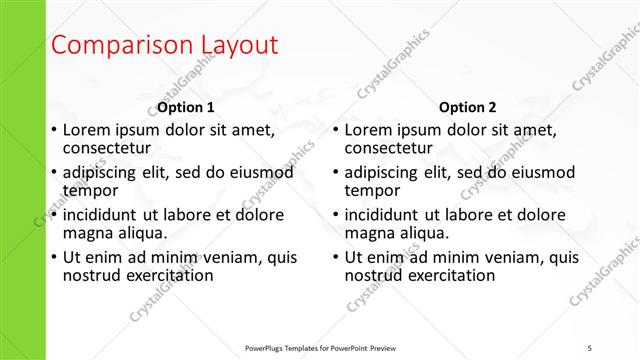 Comparison presentation slide layout