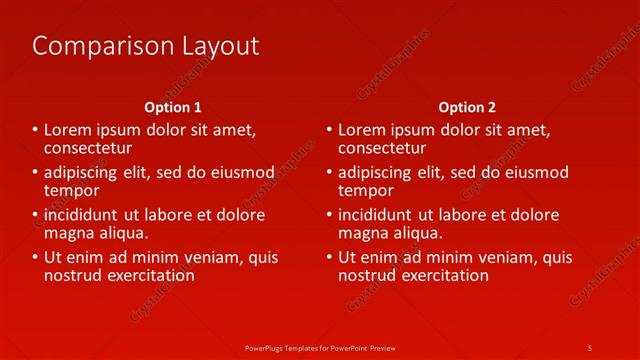Comparison presentation slide layout