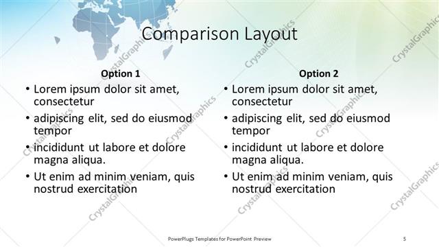Comparison presentation slide layout