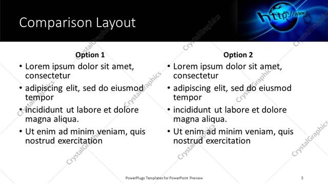 Comparison presentation slide layout