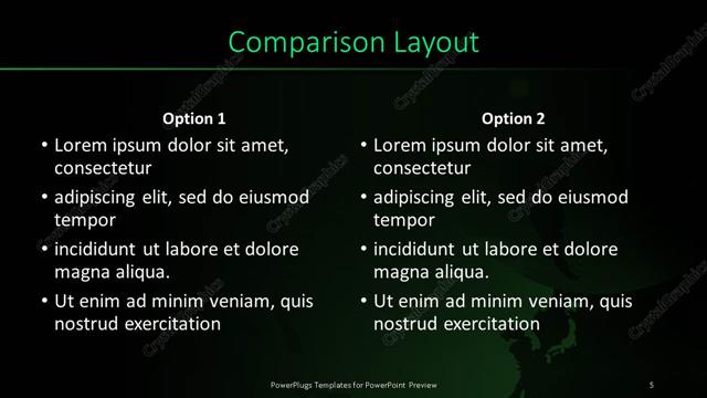Comparison presentation slide layout
