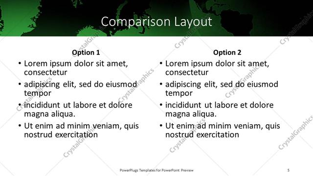 Comparison presentation slide layout