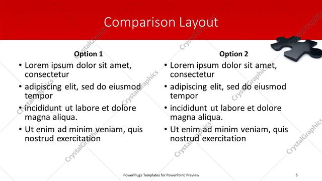 Comparison presentation slide layout