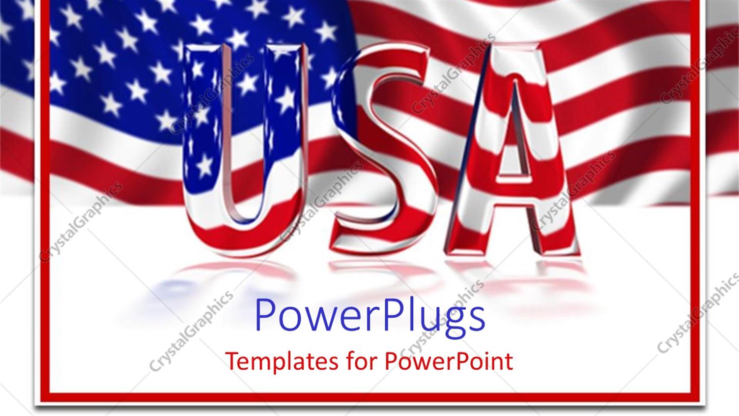 Featuring 3D Glossy USA Text on an American Colored Background