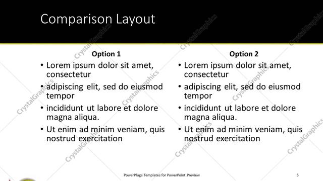 Comparison presentation slide layout