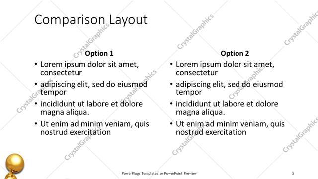 Comparison presentation slide layout