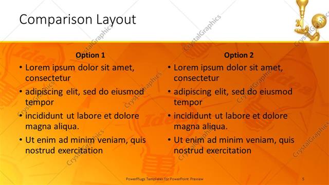Comparison presentation slide layout