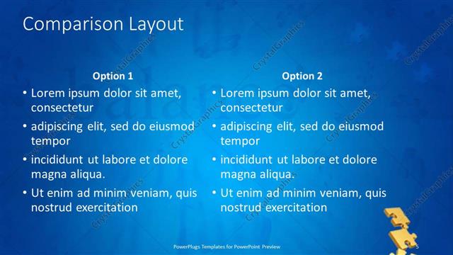 Comparison presentation slide layout