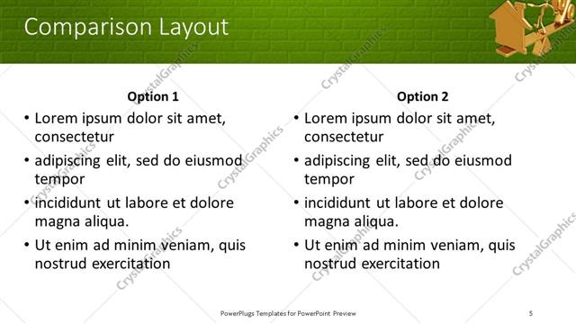 Comparison presentation slide layout