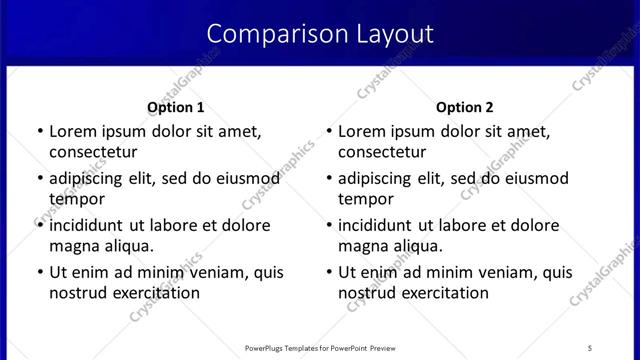 Comparison presentation slide layout