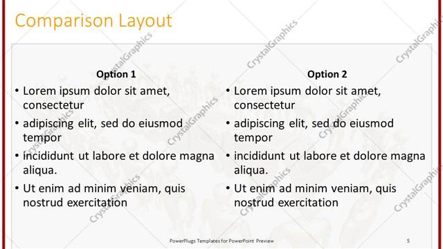 Comparison presentation slide layout