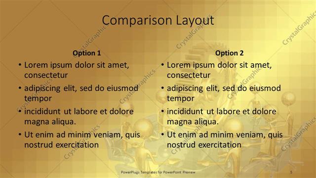 Comparison presentation slide layout