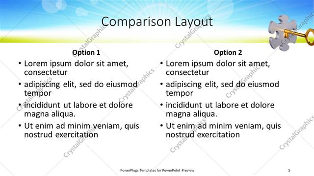 Comparison presentation slide layout