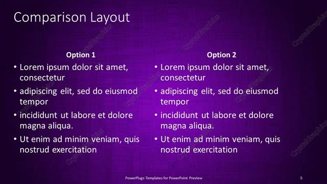 Comparison presentation slide layout