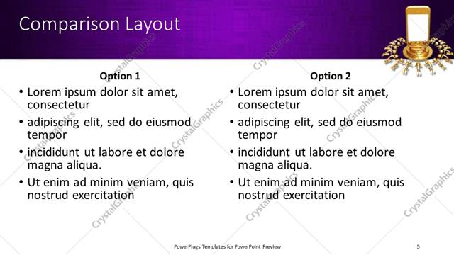Comparison presentation slide layout