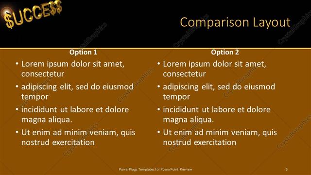 Comparison presentation slide layout