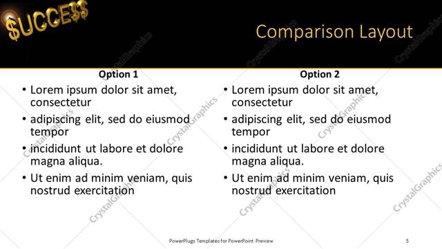Comparison presentation slide layout