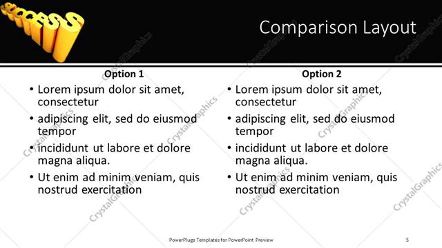 Comparison presentation slide layout