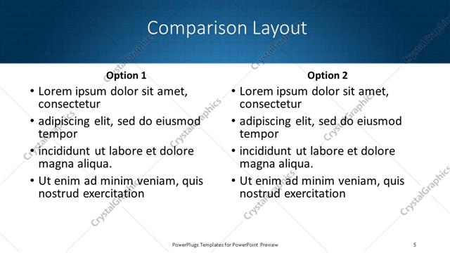 Comparison presentation slide layout