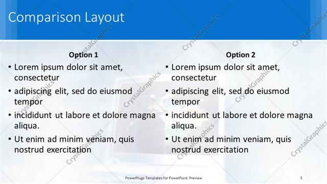 Comparison presentation slide layout