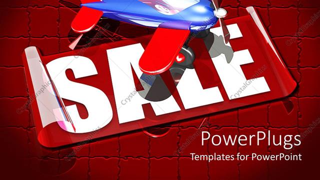  Presentation with airplane - 3D graphics of an airplane and a text which spells out the word