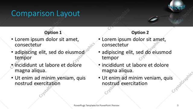 Comparison presentation slide layout