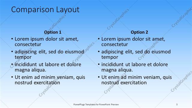 Comparison presentation slide layout