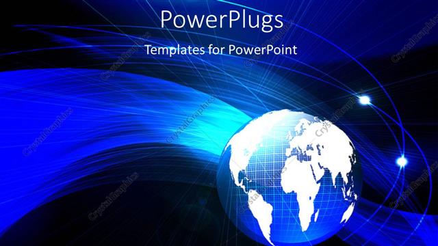  Presentation with graphics - 3D graphics of a blue globe with many orbits