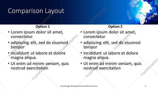 Comparison presentation slide layout
