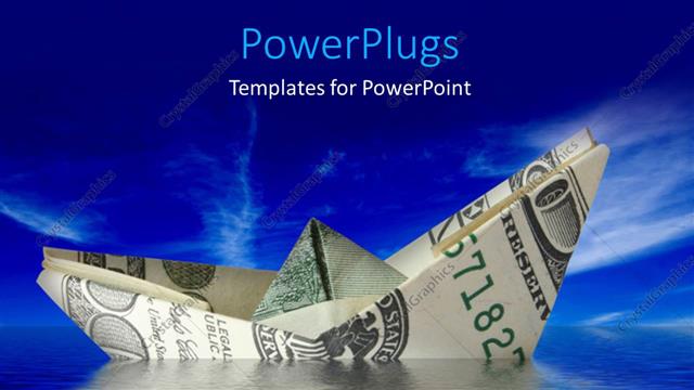  Presentation with ship - 3D graphics of a boat made of a dollar bill