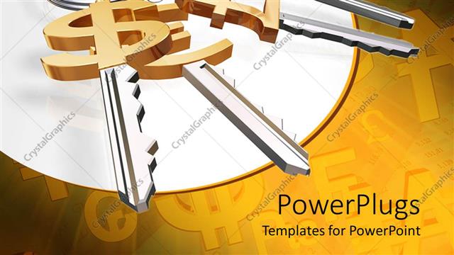  Presentation with keys - 3D graphics of a bunch of keys with different currency symbol heads