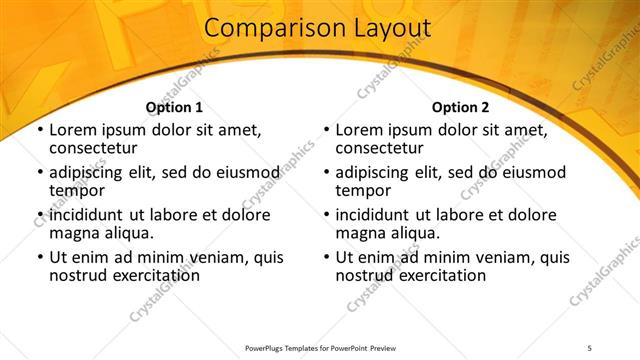 Comparison presentation slide layout