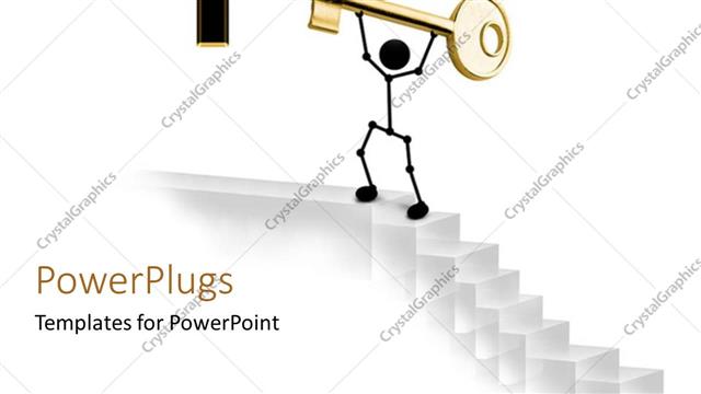  Presentation with character - 3D graphics of a character holding up a gold colored key