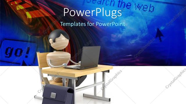  Presentation with laptop - 3d graphics of a character sitting and typing on a laptop