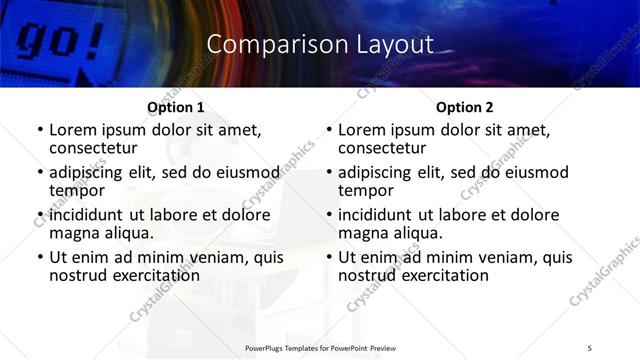 Comparison presentation slide layout