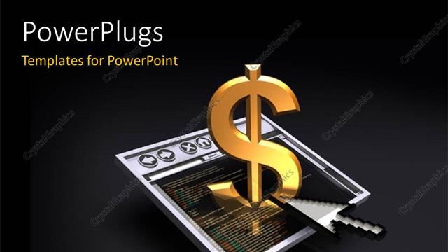  Presentation with money online - 3D graphics of a cursor and a dollar symbol on a screen