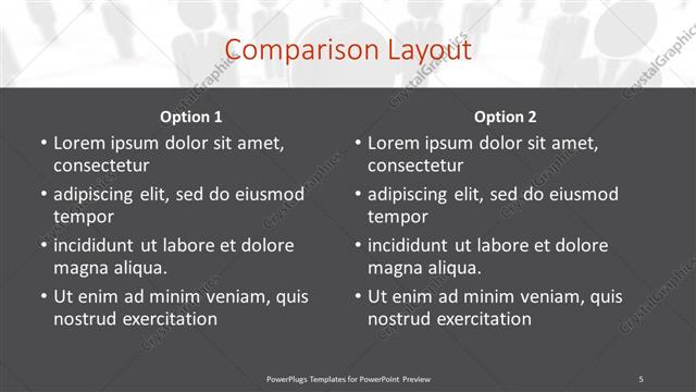 Comparison presentation slide layout