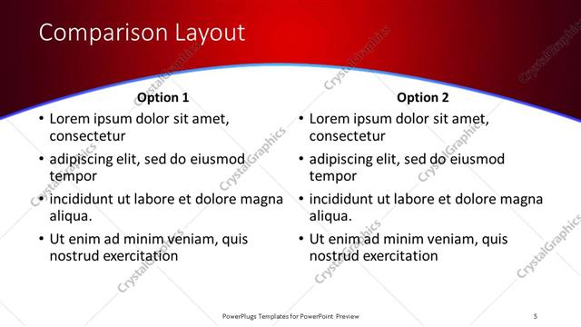 Comparison presentation slide layout