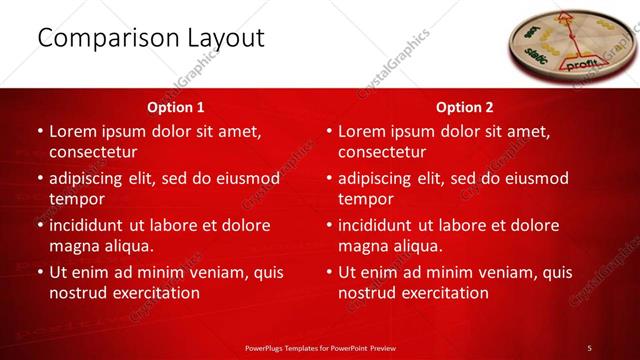Comparison presentation slide layout