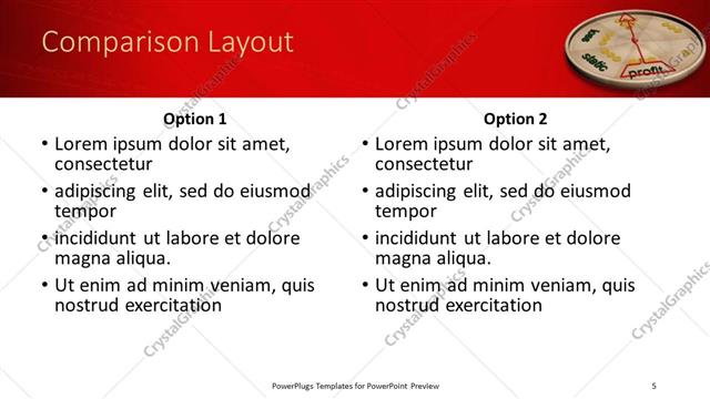 Comparison presentation slide layout