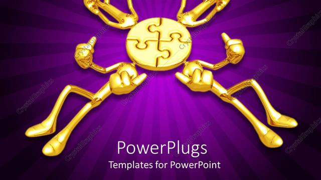  Presentation with thinking heads - 3D graphics of four human characters with joined puzzle heads