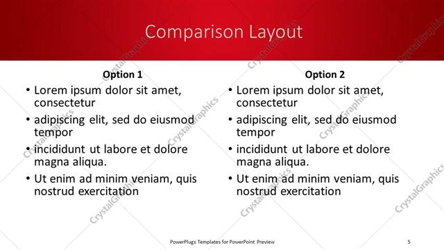 Comparison presentation slide layout