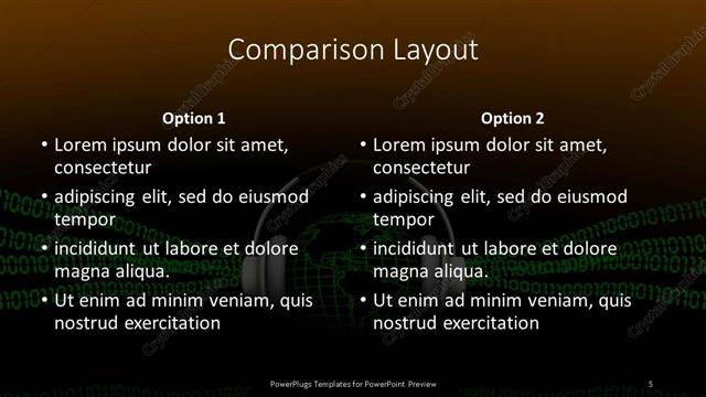 Comparison presentation slide layout