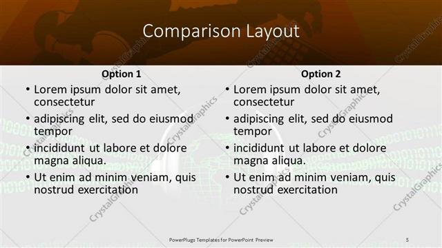 Comparison presentation slide layout