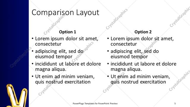 Comparison presentation slide layout