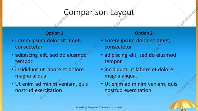 Comparison presentation slide layout