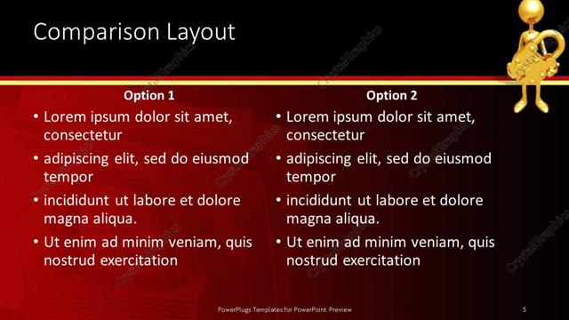 Comparison presentation slide layout